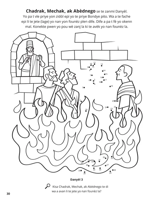 Shadrach, Meshach, and Abed-nego coloring page