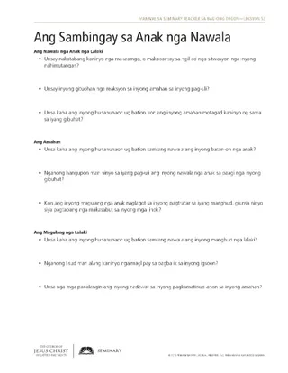 handout, The Parable of the Prodigal Son