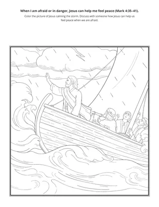 活動頁：我害怕或遇到危險時，耶穌會幫助我感到平安。