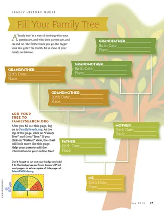 a family tree to fill in
