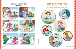 a girl watching her brother help others