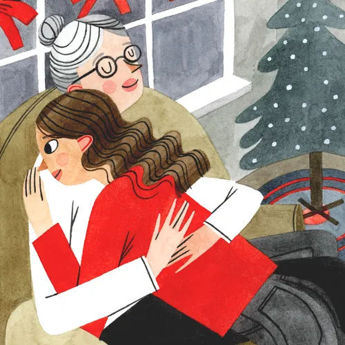 girl hugging older woman