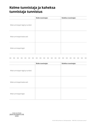 testimony of three and eight witnesses handout
