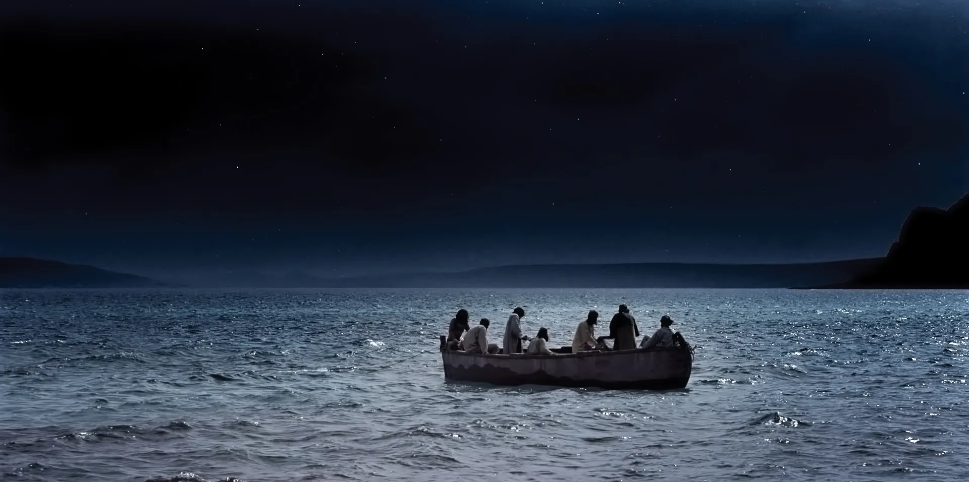 Simon Peter and other disciples go fishing and catch nothing the first night.