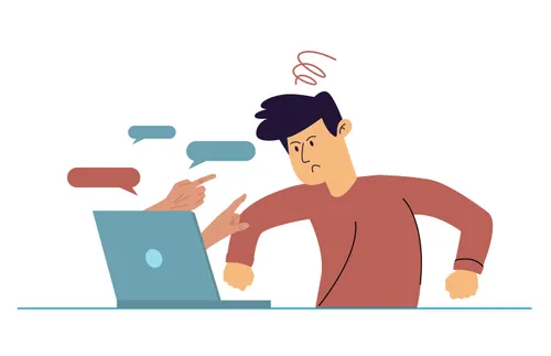 angry man looking at computer