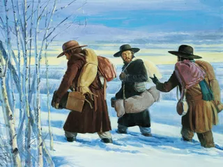 early missionaries traveling in the snow