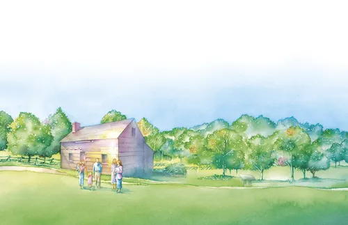 people in front of Smith family farm