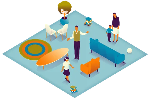 family participating in an obstacle course