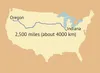 map with 4000 kilometers route across country