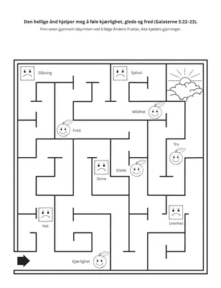 aktivitetsside: Den hellige ånd hjelper meg å føle kjærlighet, glede og fred