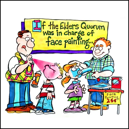 men spraypainting children