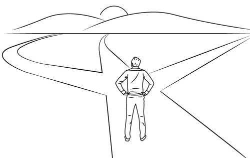 illustration of path with signposts