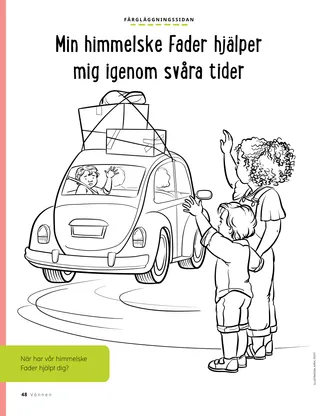 coloring page of boy waving while friend drives away