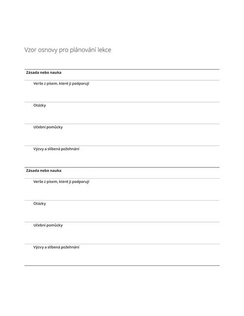 Vzor osnovy pro plánování lekce