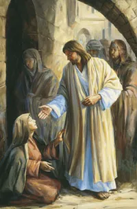 kvinde rører Kristi kjortel