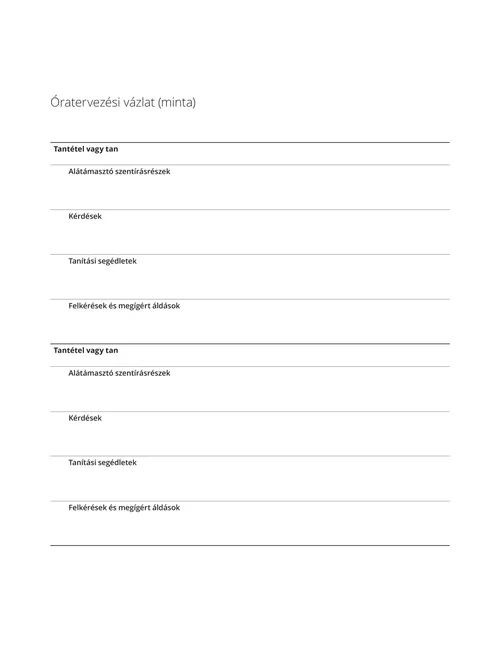 Óratervezési vázlat (minta)