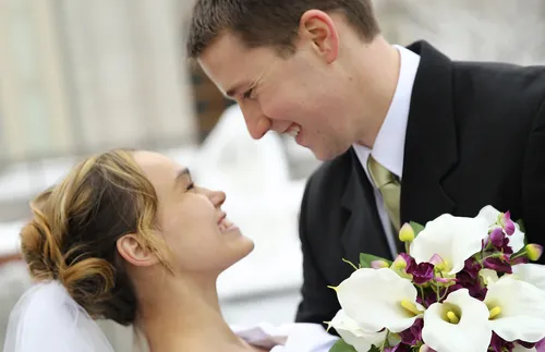Megan and Nate on their wedding day