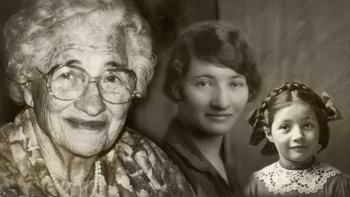 Portraits of a woman in childhood, adulthood and old age.