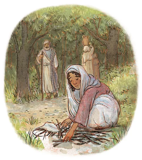 Elijah talking to a woman