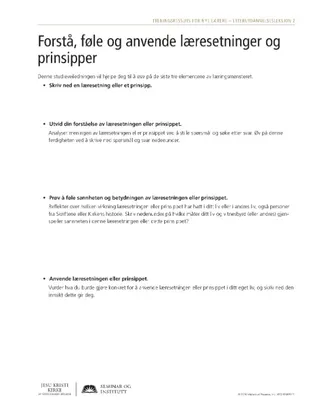 utdelingsark, Forstå, føl og anvend læresetninger og prinsipper