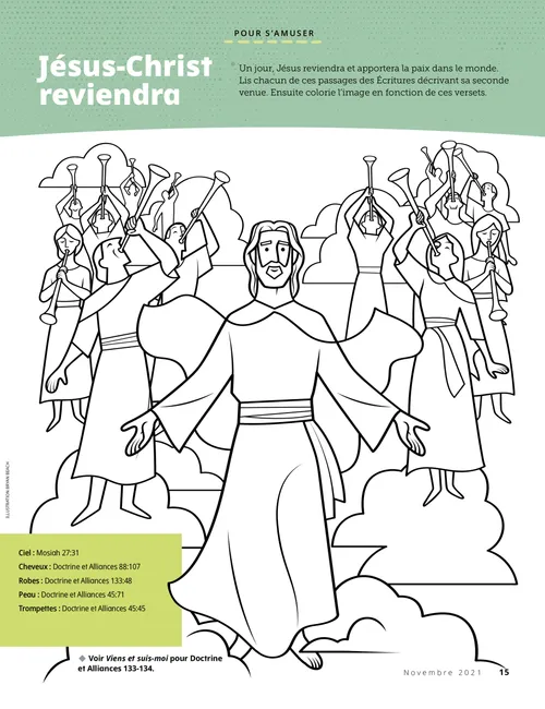 Coloriage au format PDF représentant la seconde venue de Jésus-Christ