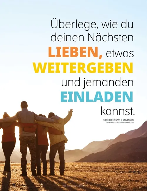 Poster mit einer Menschenkette, die über eine Landschaft blickt
