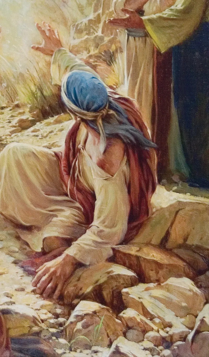 Detail from I See the Son of Man Standing on the Right Hand of God, by Walter Rane