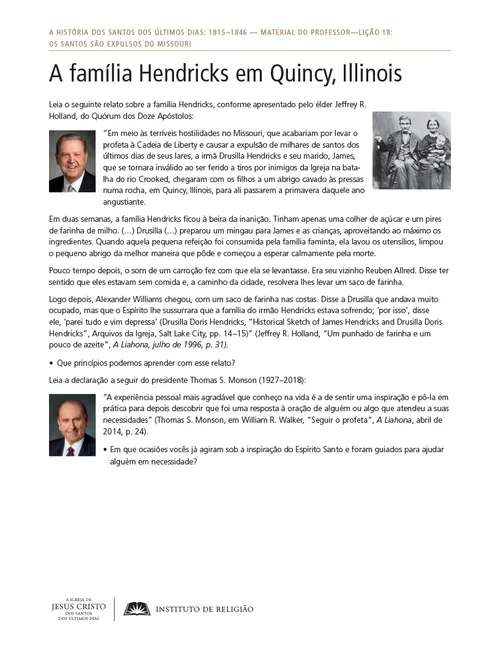Material complementar: A família Hendricks em Quincy, Illinois