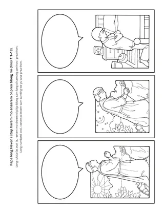 aktiviti pej: Mi save prea long Papa long Heven.