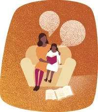 mother and daughter reading