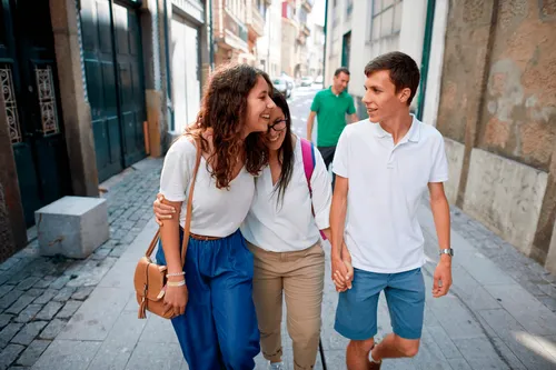 young woman with mother and brother