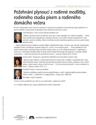 materiál na rozdání, Požehnání plynoucí z rodinné modlitby, rodinného studia písem a rodinného domácího večera