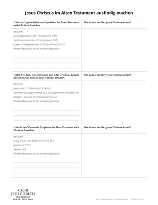 Arbeitsblatt: „Jesus Christus im Alten Testament ausfindig machen“