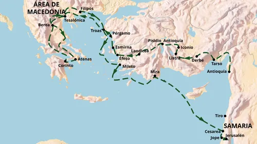 mapa que muestra las ciudades que visitó Pablo durante su tercer viaje misional