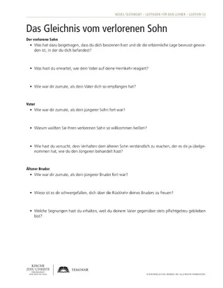 handout, The Parable of the Prodigal Son