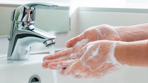 washing hands with soap
