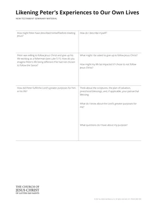 Handout on Likening Peter’s Experience