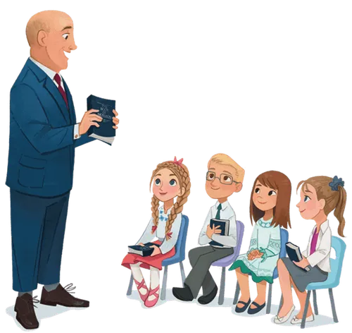 Man teaching children