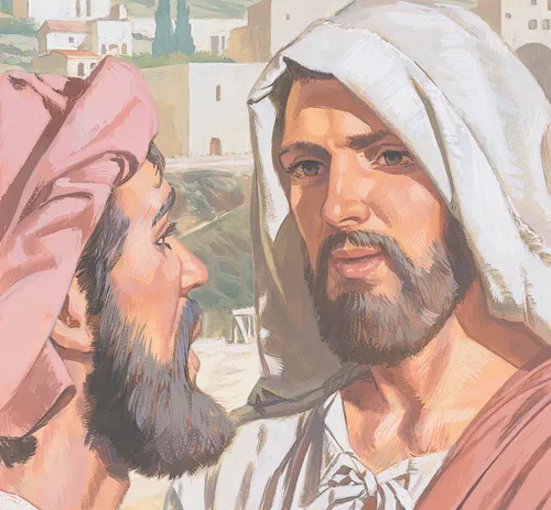 Jesus talking to man