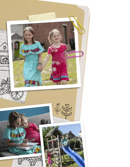 Two sisters holding hands