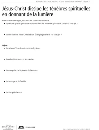 document, Jésus-Christ dissipe les ténèbres spirituelles