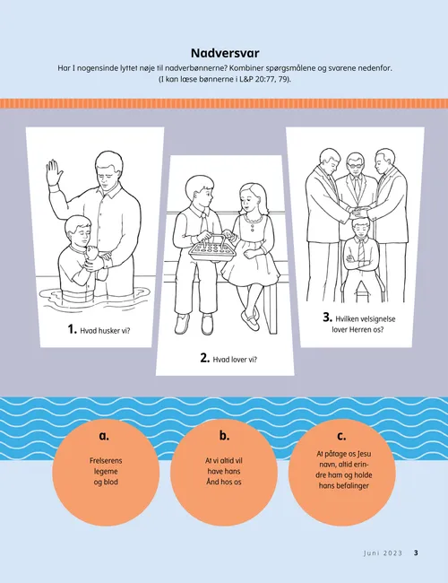 Aktivitetsside med børn, der bliver døbt og bekræftet og tager nadveren