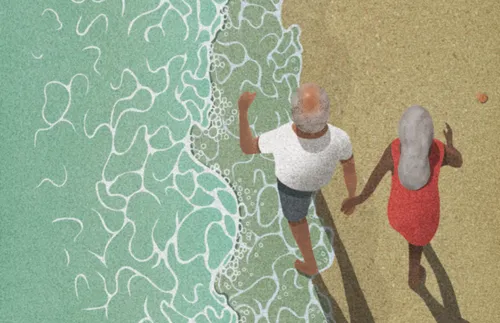 couple walking on beach