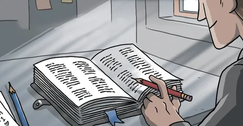 young man studying scriptures