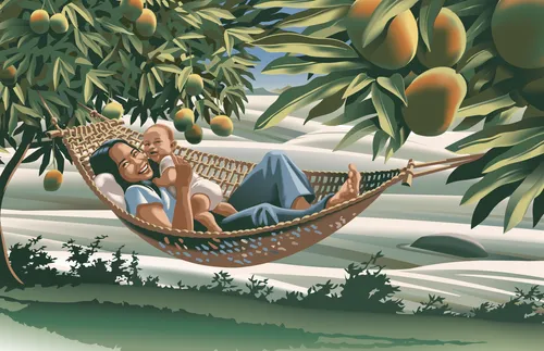 mother and baby in a hammock