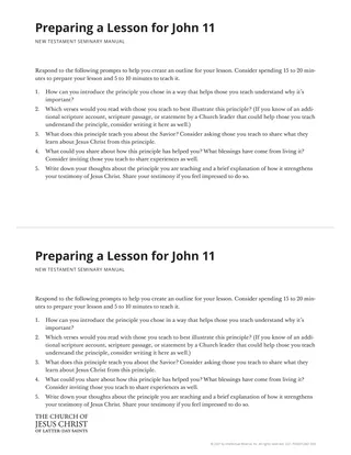 Preparing a Lesson for John 11