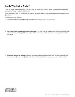 Study “The Living Christ” handout