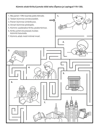 tegevusleht: kümnis aitab Kirikul Jumala tööd teha 
