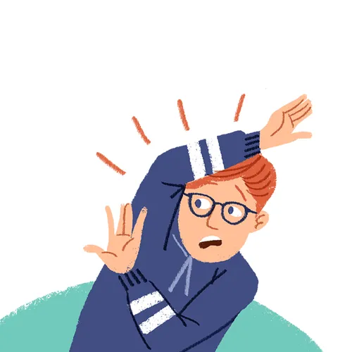 young man looking afraid