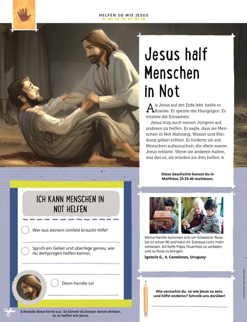 PDF: Jesus Christus heilt einen Mann; eine Aktivität, bei der man aufschreibt, wem man helfen kann